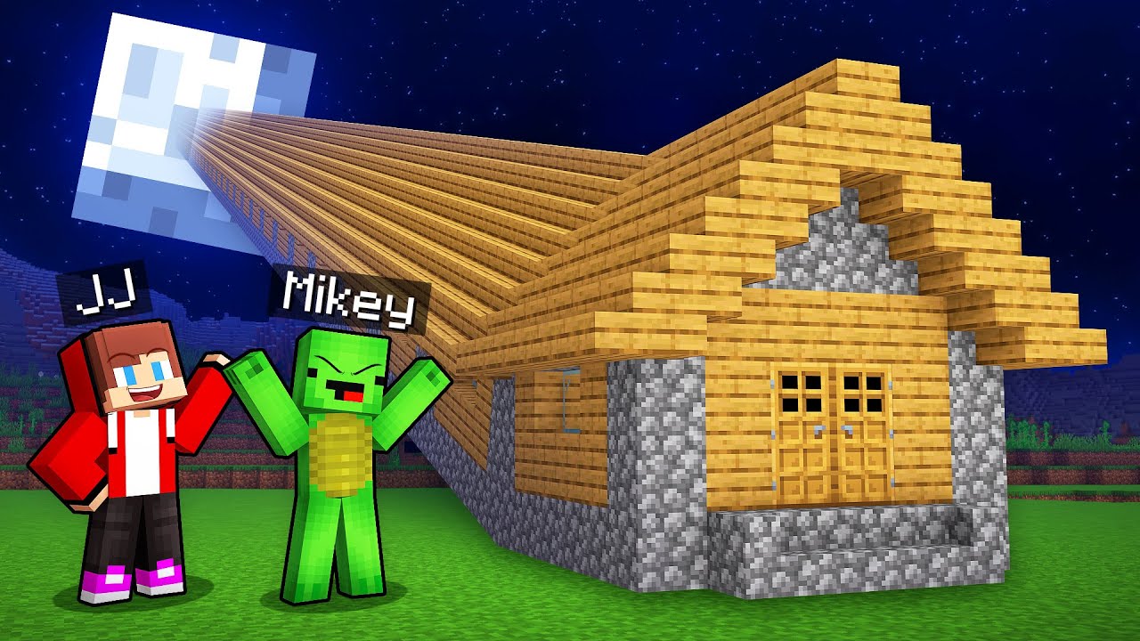 JJ and Mikey Found LONGEST HOUSE to MOON in Minecraft - Maizen
