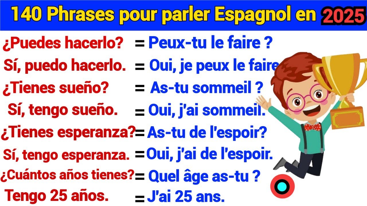 140 PHRASES de Base Pour Apprendre l'Espagnol.| 140 Frases básicas para aprender español