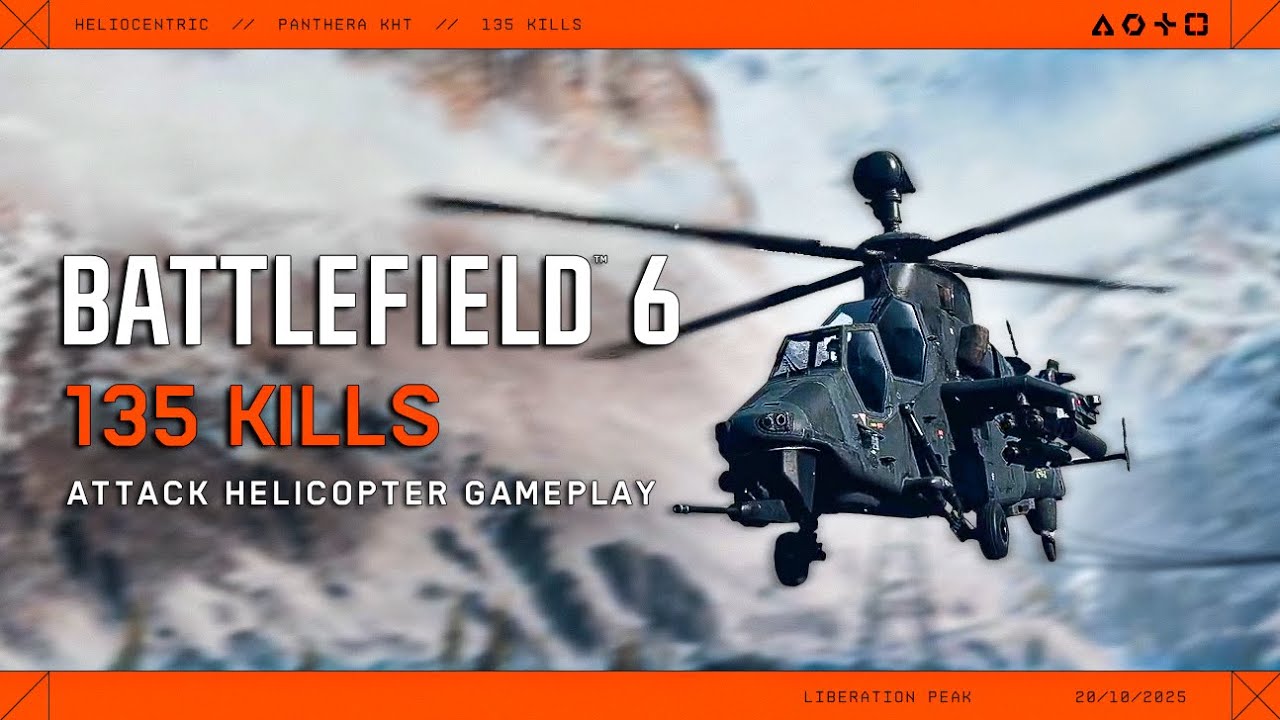 BF6 Attack Helicopter Gameplay 135 Kills | Pilot & Gunner POV | Liberation Peak