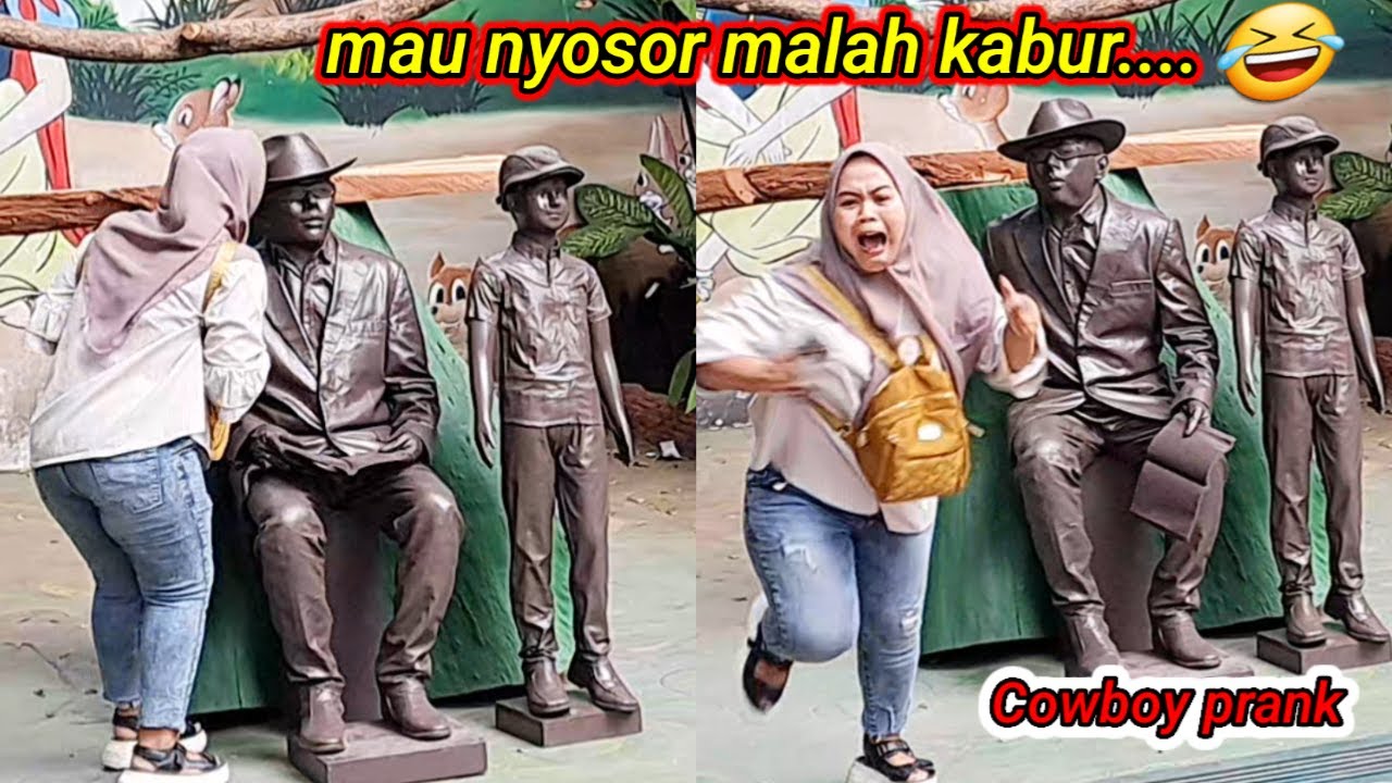 Cowboy prank || this one is different 👍..the best of the best || prank patung hidup
