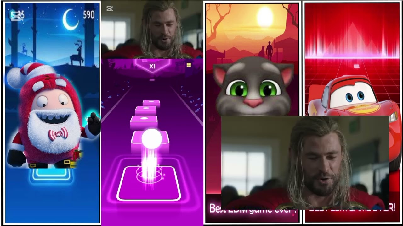 ODDBODS VS THOR VS TALKING TOM VS LIHGTING MCQUEEN VS TILES HOP