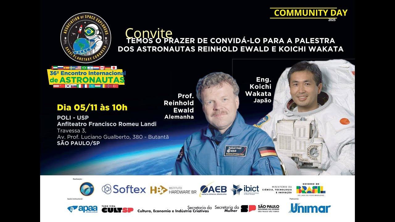 Poli-USP recebe palestra com astronautas Reinhold Ewald e Koichi Wakata no dia 5/11, quarta-feira
