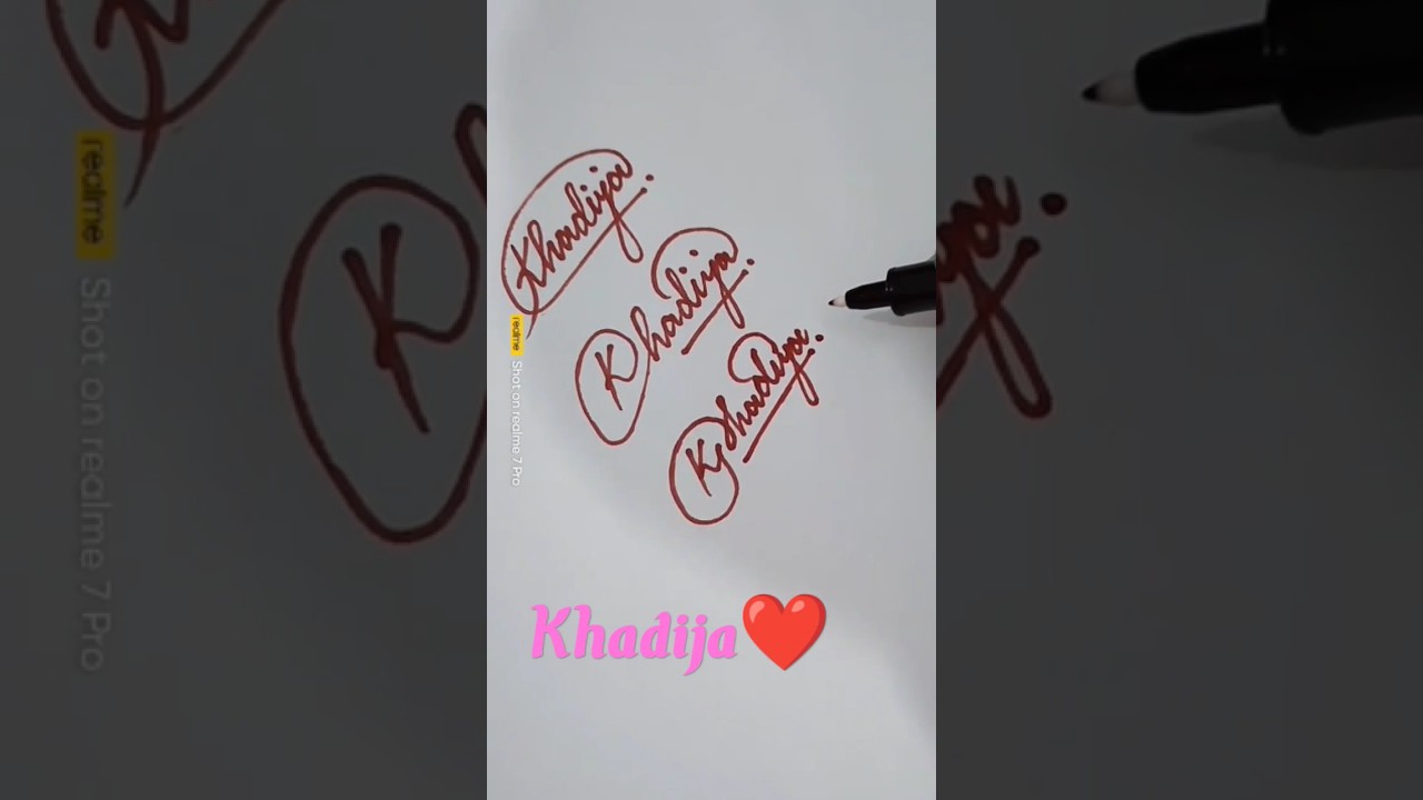 @Signature ✍️ KHADIJA NAME 🎉🌼💥😍👻 #youtubeshorts #cursive #handwriting #calligraphy