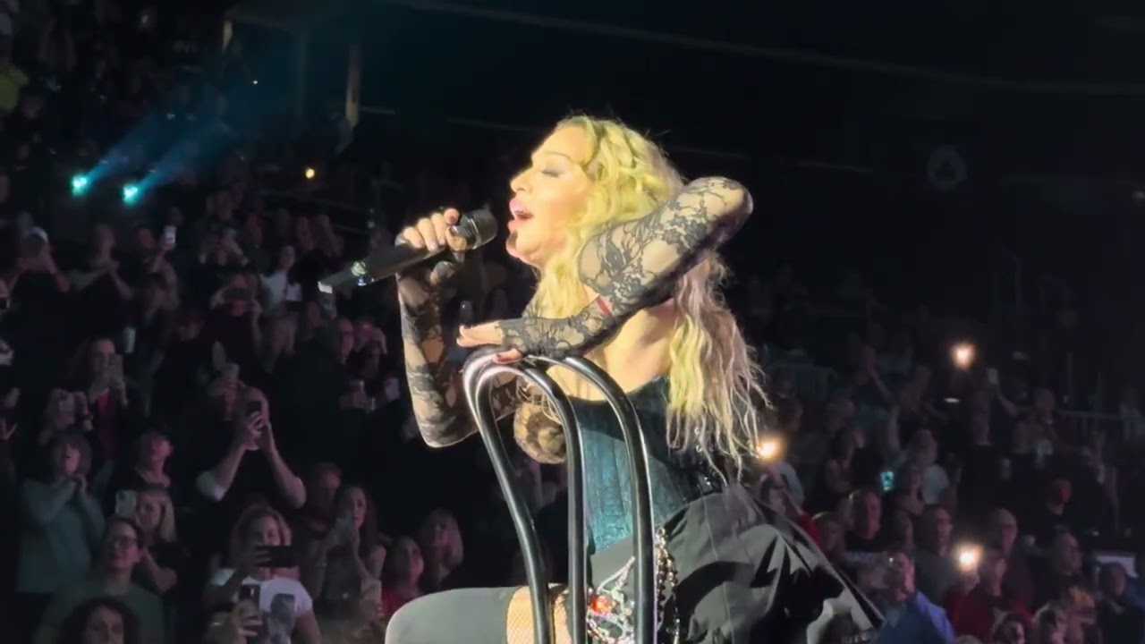 Madonna performs Open Your Heart on The Celebration Tour in Boston, MA on 1/9/24.