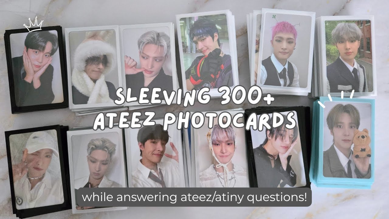 &hearts; Sleeving photocards pt. 2 ★ Over 300 Ateez photocards + answering Ateez/Atiny questions.