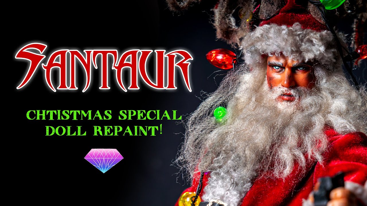 Doll Repaint - DID I MAKE A NEW CHRISTMAS NIGHTMARE?  Santaur - OOAK Doll
