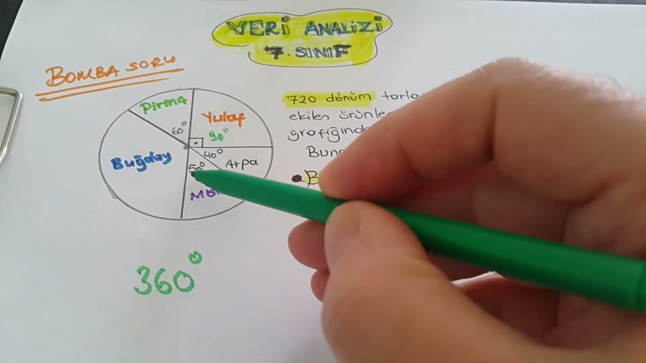 Veri analizi 7.sınıf matematik  / daire grafiği / 2.dönem 2.yazılı matematik 7.sınıf