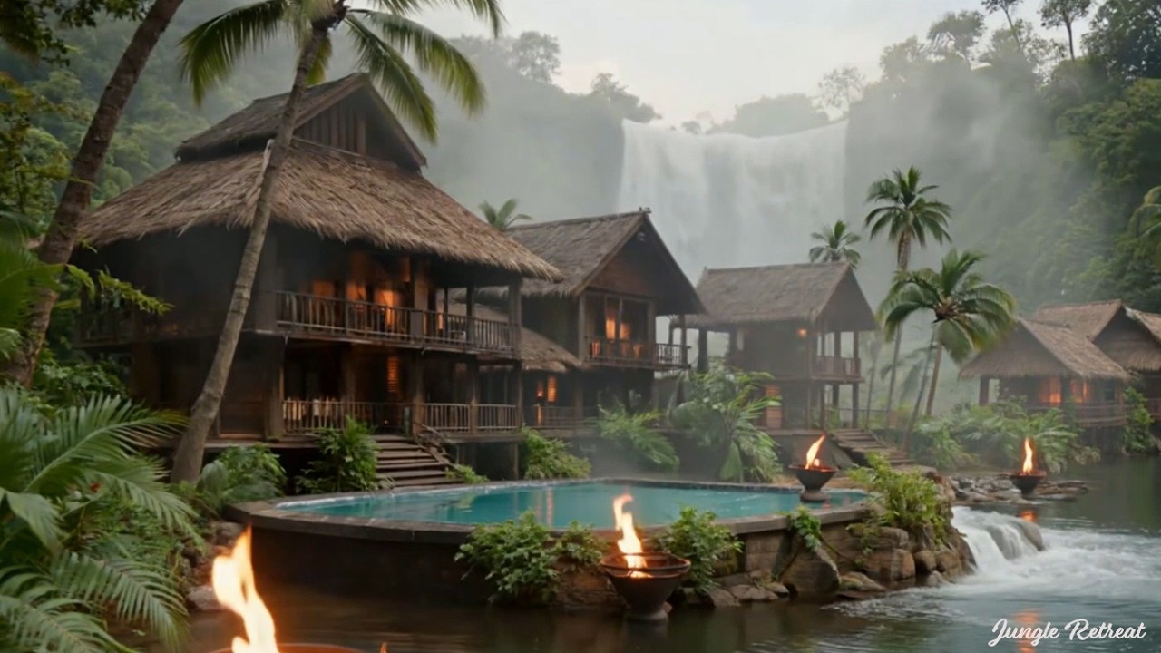8 Hours Luxury Jungle River Retreat 🌿 432Hz Waterfall & River Sounds for Relaxation