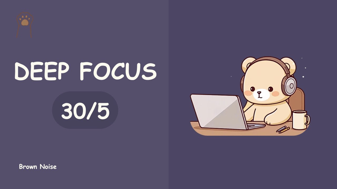 Study with Pomodorbear 🧸 | 30×3 Pomodoro | Brown Noise Focus Session
