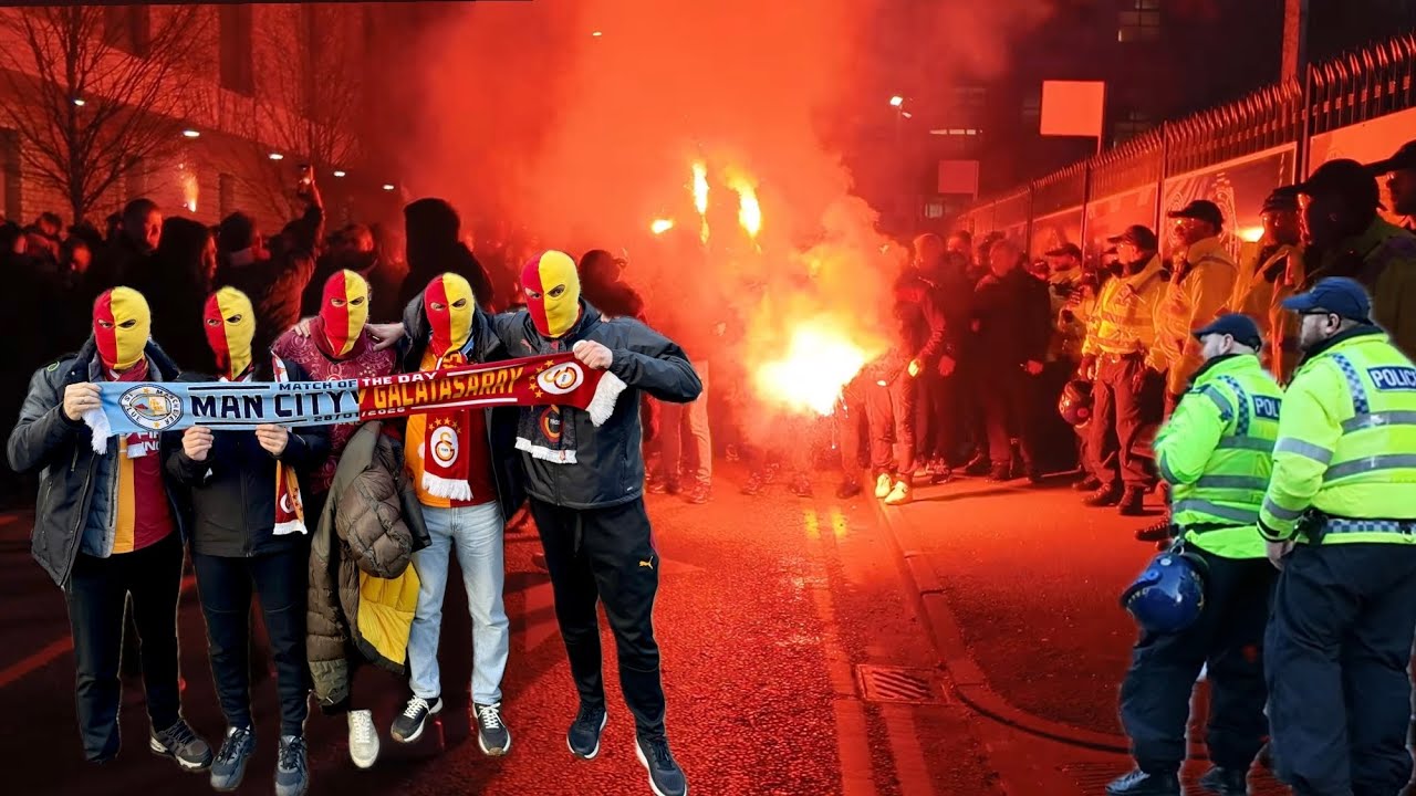 Galatasaray Fans Take Over Manchester | Flares, Fireworks & Walk to the Etihad