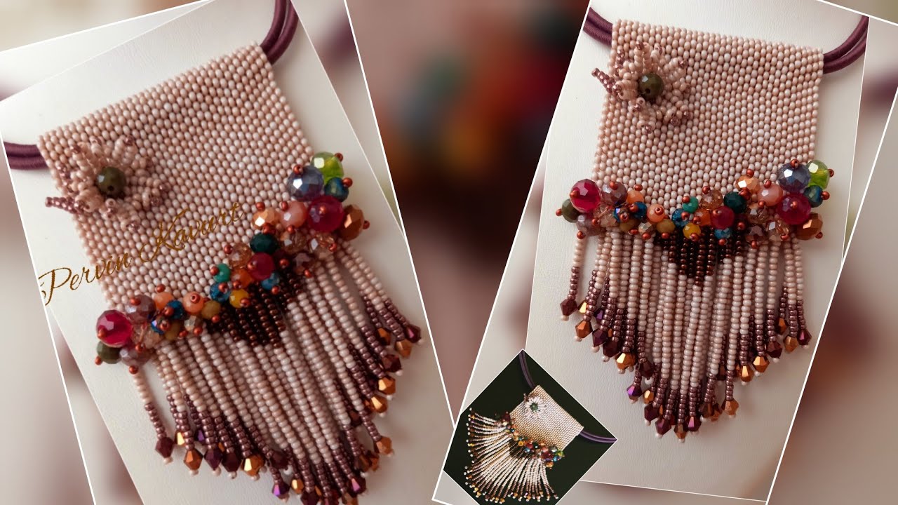 Peyote tekniğiyle  kolye yapımı.I necklace making with beads.