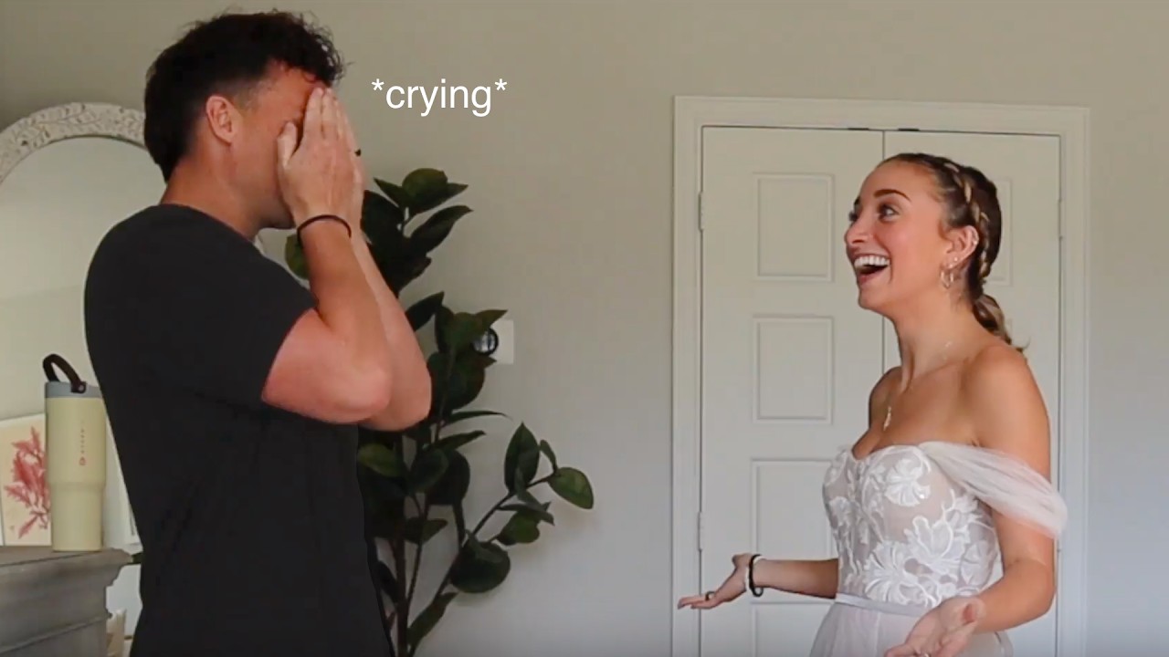Husbands React to our Wedding Dresses YEARS Later *EMOTIONAL*