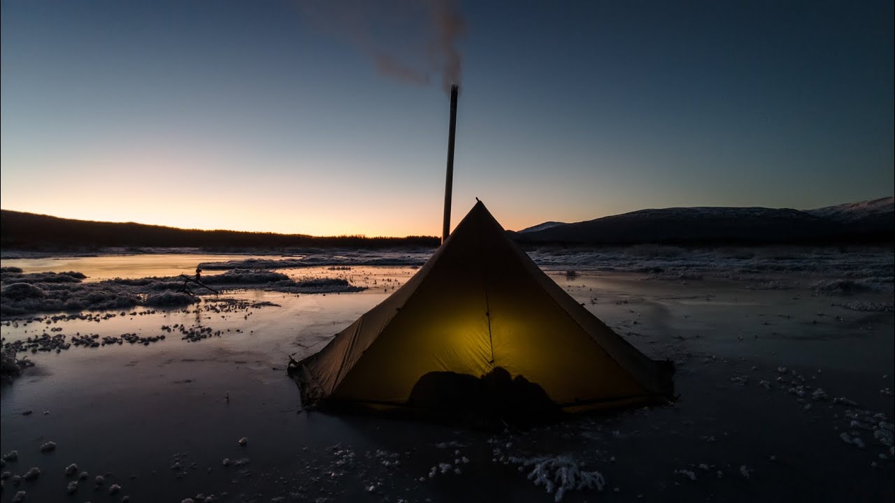 Hot tent, Luxe Octopeak Outdoor på frossent vann