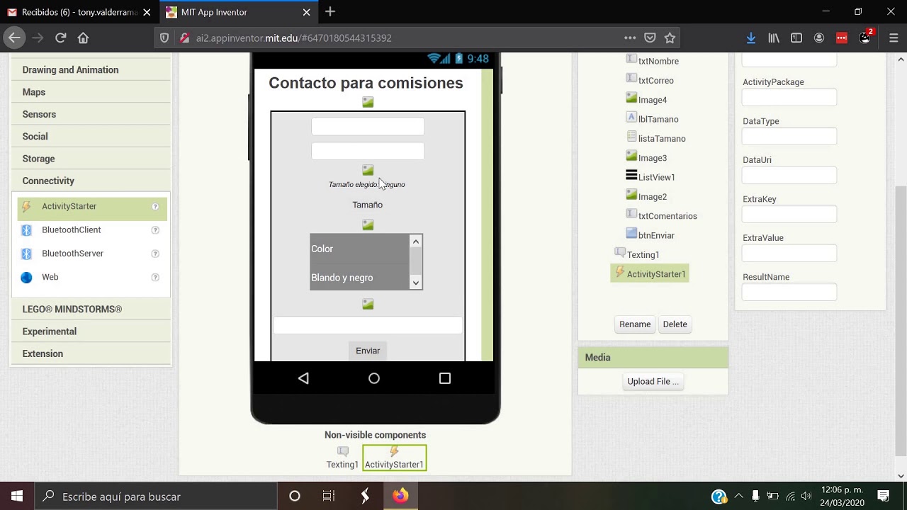 AppInventor: mandando correos y mensajes SMS