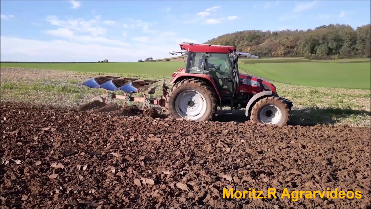 Pfl&uuml;gen mit Case ih 94 und Kverneland 3-Schaar Pflug