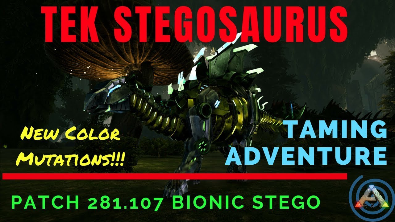 Ark Tek Stegosaurus Руководство по приручению: как найти Bionic Stegosaurus и новый цвет Dinos !!