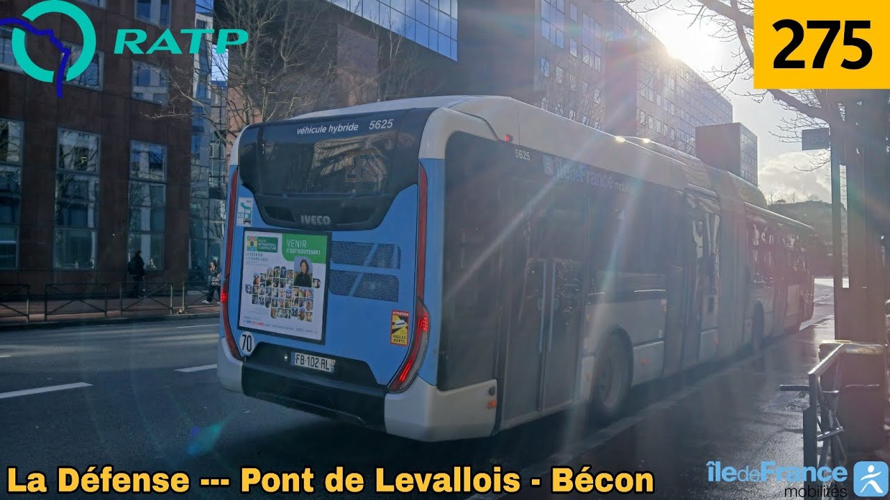 Bus 275 RATP - Urbanway 18 Hybride [FULL VENTILATION💨💛] La Défense --- Pont de Levallois - Bécon