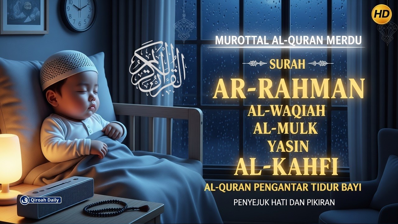 Murottal Pengantar Tidur | Ar-Rahman, Al-Waqiah, Al-Mulk, Yasin, Al-Kahfi | Penenang Hati & Pikiran