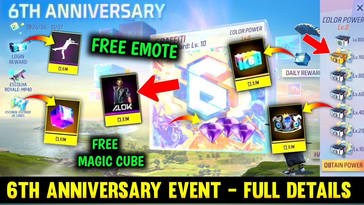 6th Anniversary🔥 Event Full Details | Free Fire 6th Anniversary Event | 6th anniversary new event