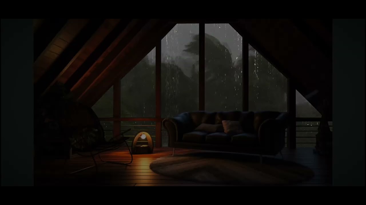Tarde lluviosa desde el desban ,agradable sonido de la lluvia ⛈️⛈️🌧☔️