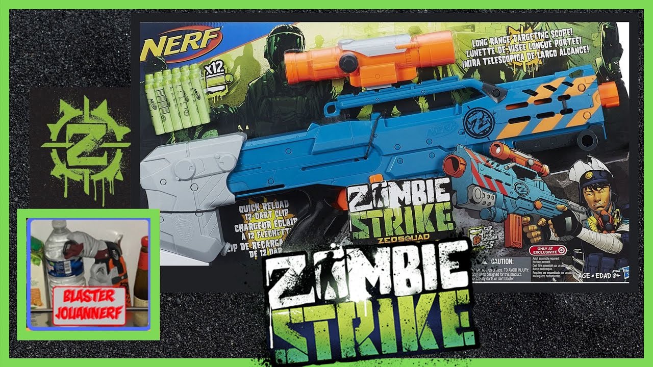[REVUE] NERF ZOMBIE STRIKE LONGSHOT CS-12 ZEDSQUAD, bizarre le costume de Papou :) En Français fr