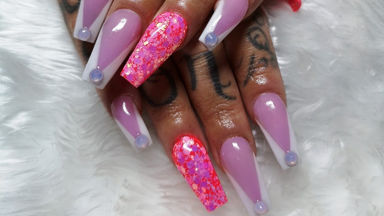 Acrylic nails, reverse French, design set ❤️