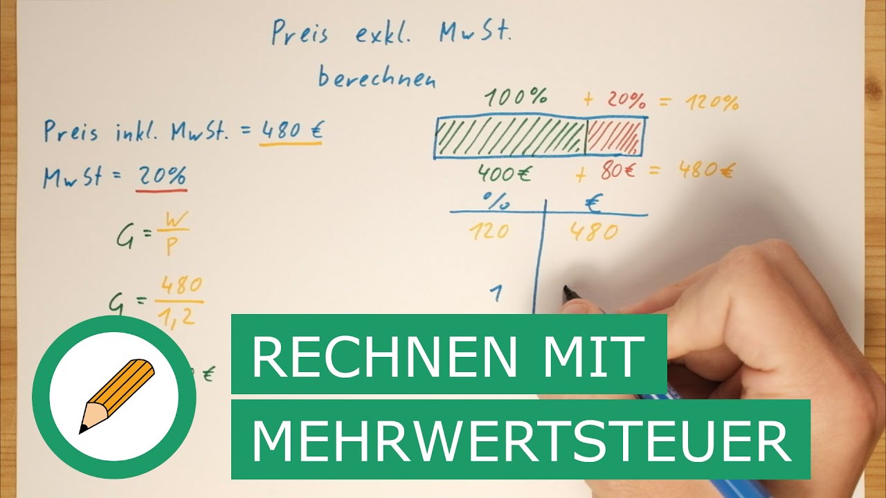 Rechnen mit der Mehrwertsteuer (Umsatzsteuer) (Preise und MwSt ausrechnen ) | Mit Stift und Papier