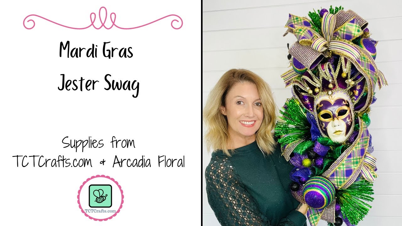 How to Make A Mardi Gras Jester Swag/Wreath-Mardi Gras Wreath DIY #mardigras