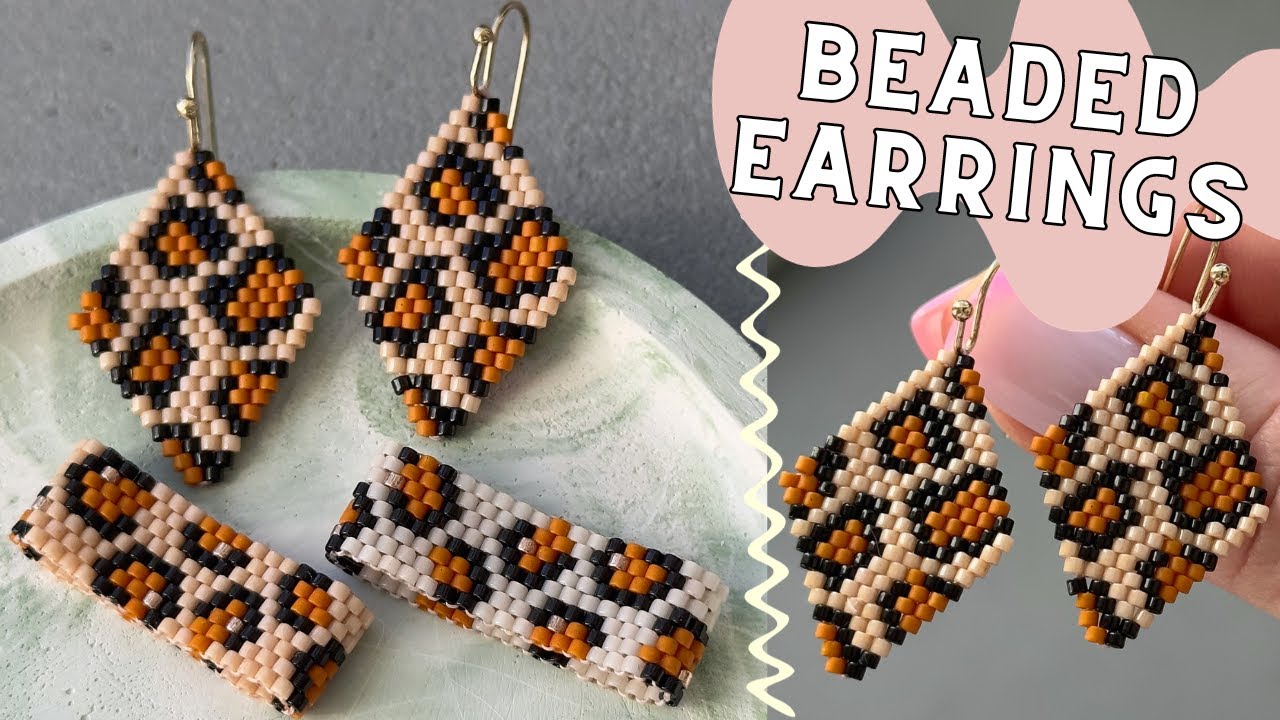 How to make the beaded earrings with animal print. Brick stitch 🐆