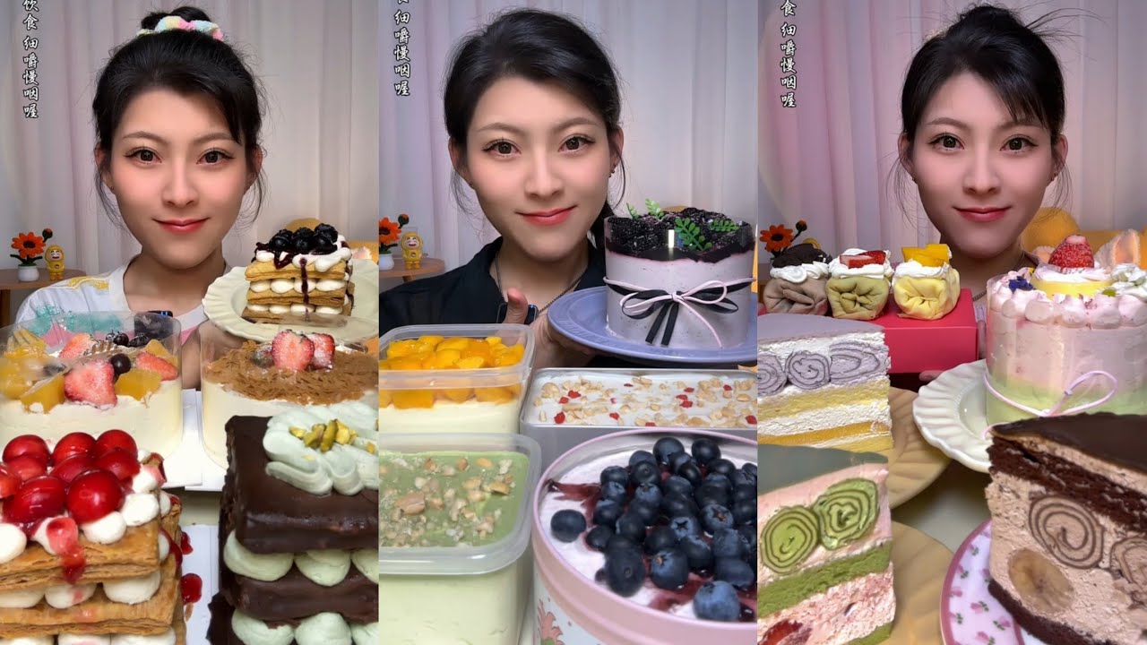 Chocolate Crepe&Chocolate PearlsCAKE 🎂🍰 & DessertASMR/EatingShow Challenge#cream #lavacakes#tiramisu