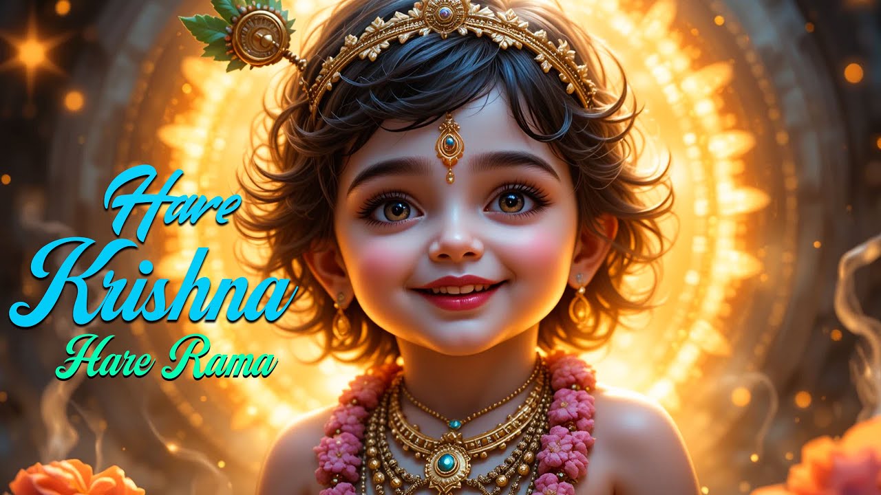 Hare Krishna Hare Rama 🌼 | Cute Baby Krishna Mantra for Kids | AI Devotional Kirtan for Children