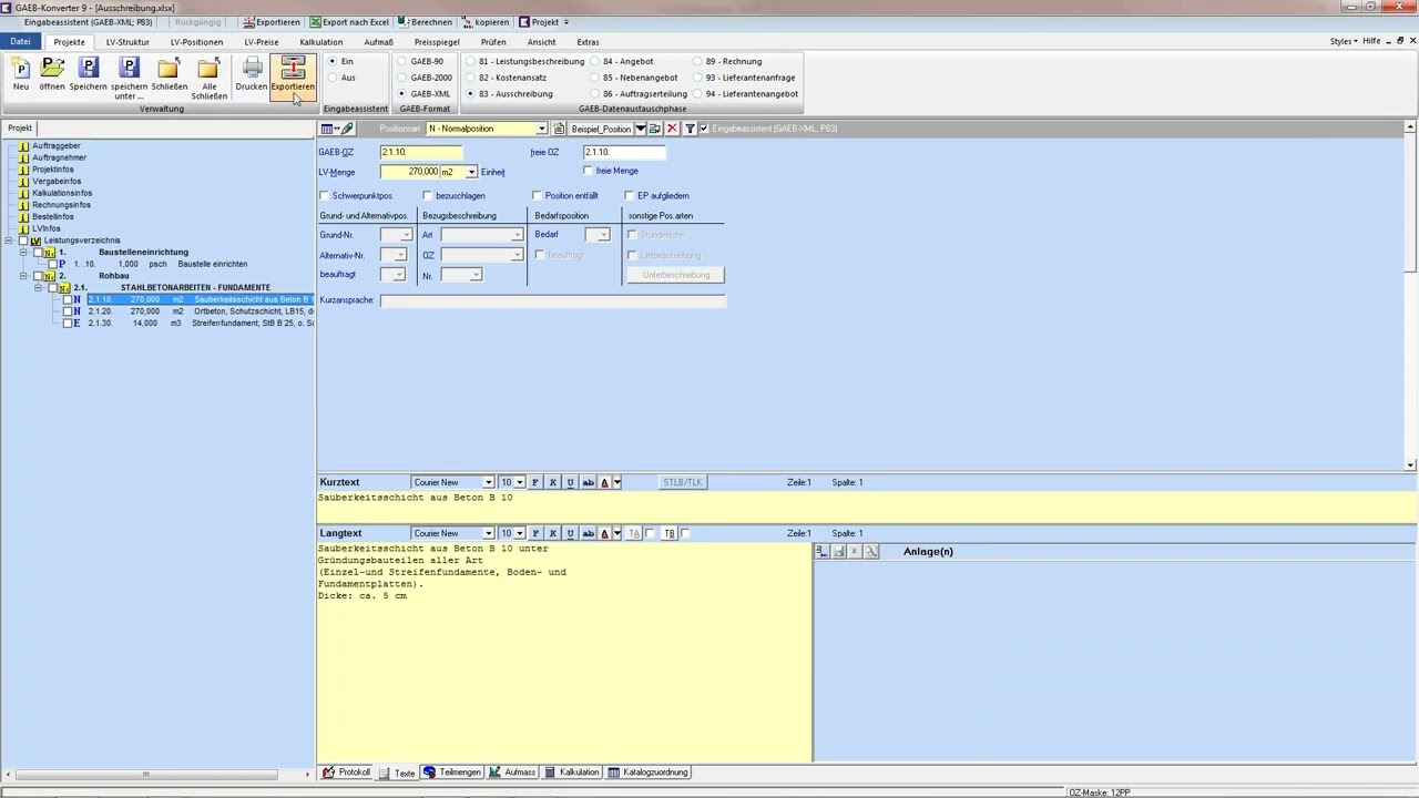 GAEB Konverter   Excel   GAEB Konvertierung