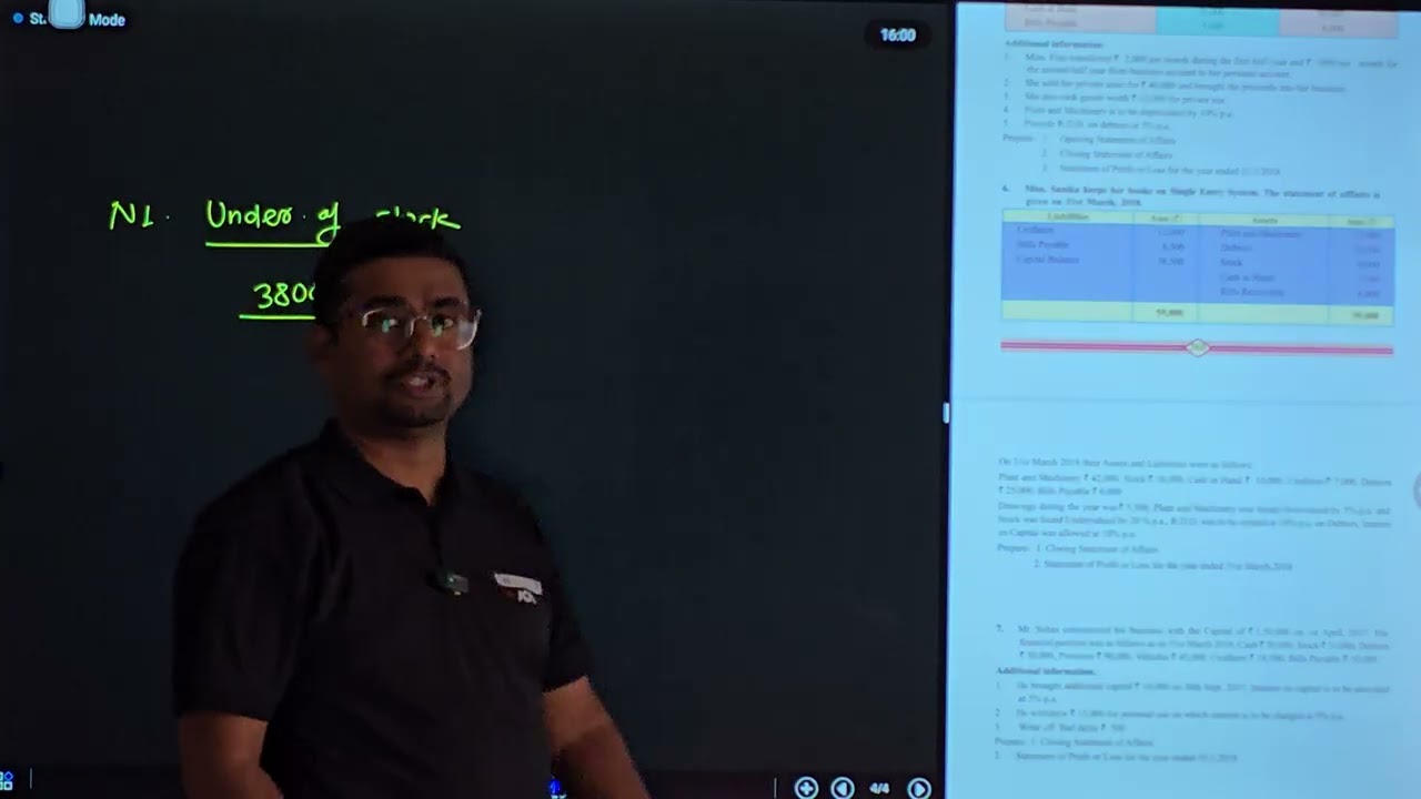 11th Commerce | Single Entry System | Practical Problem 5
