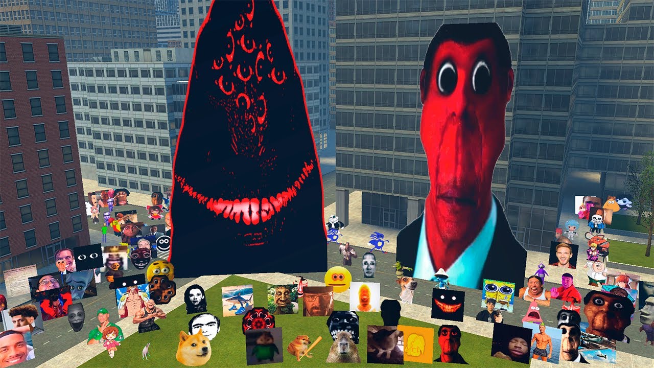 Big Red Angry Munci & Red Obunga Nico's Nextbots vs Sprunki Family in Gmod!
