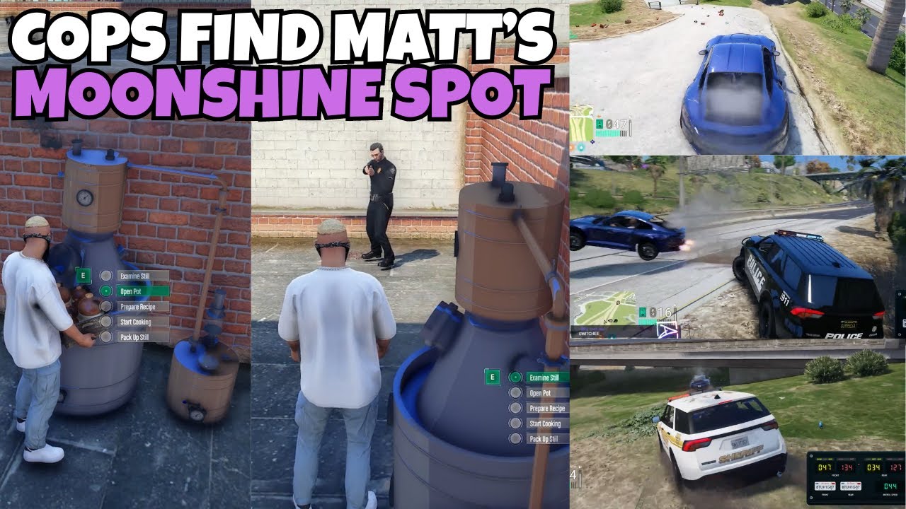 COPS STING MATT'S MOONSHINE SPOT & GETS IN A CHASE (Matt Talks to Cop About it) | NOPIXEL 4.0 GTARP