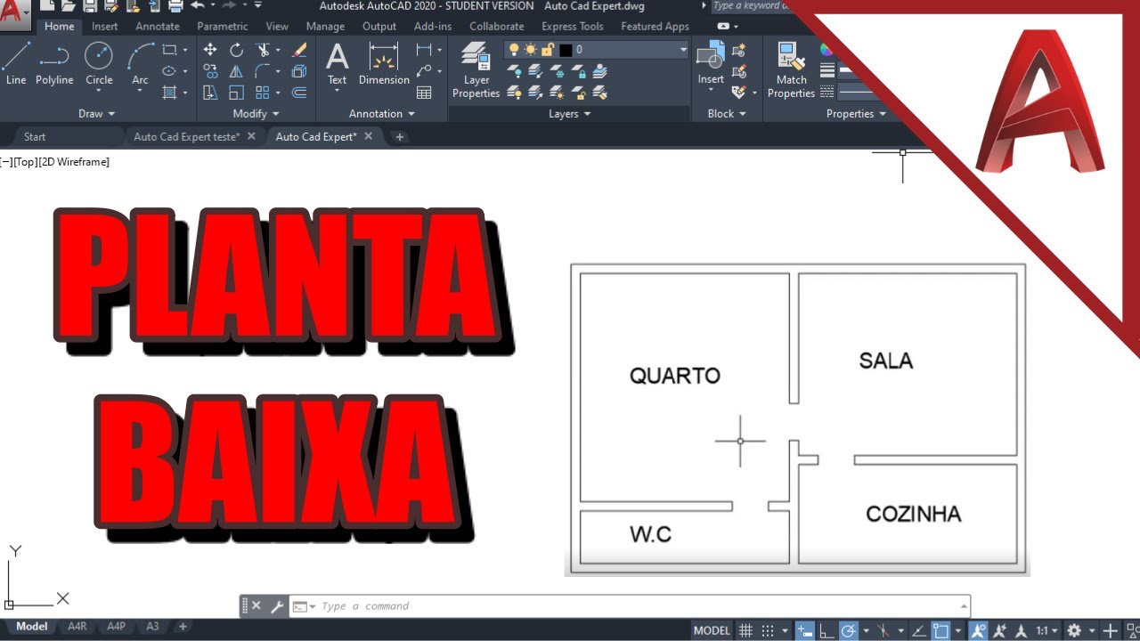 Como desenhar uma PLANTA BAIXA no AutoCAD em APENAS 5 MINUTOS!