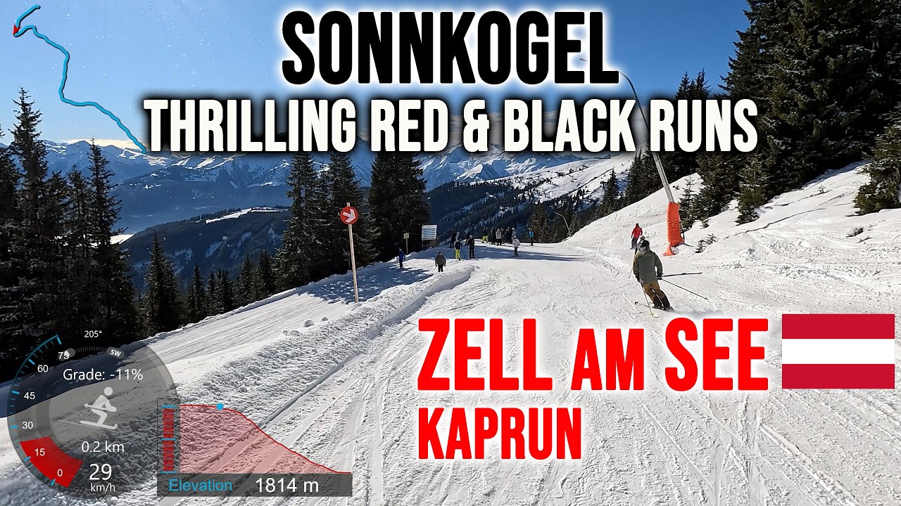[4K] Skiing Zell am See, Sonnkogel - Thrilling Red & Black Runs, Salzburg Austria, GoPro HERO13
