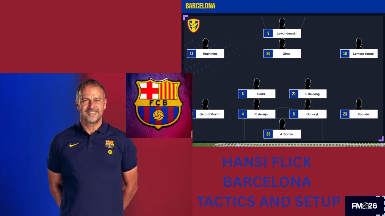 Hansi Flick's Barcelona Tactics and Setup | FM26 Tactics