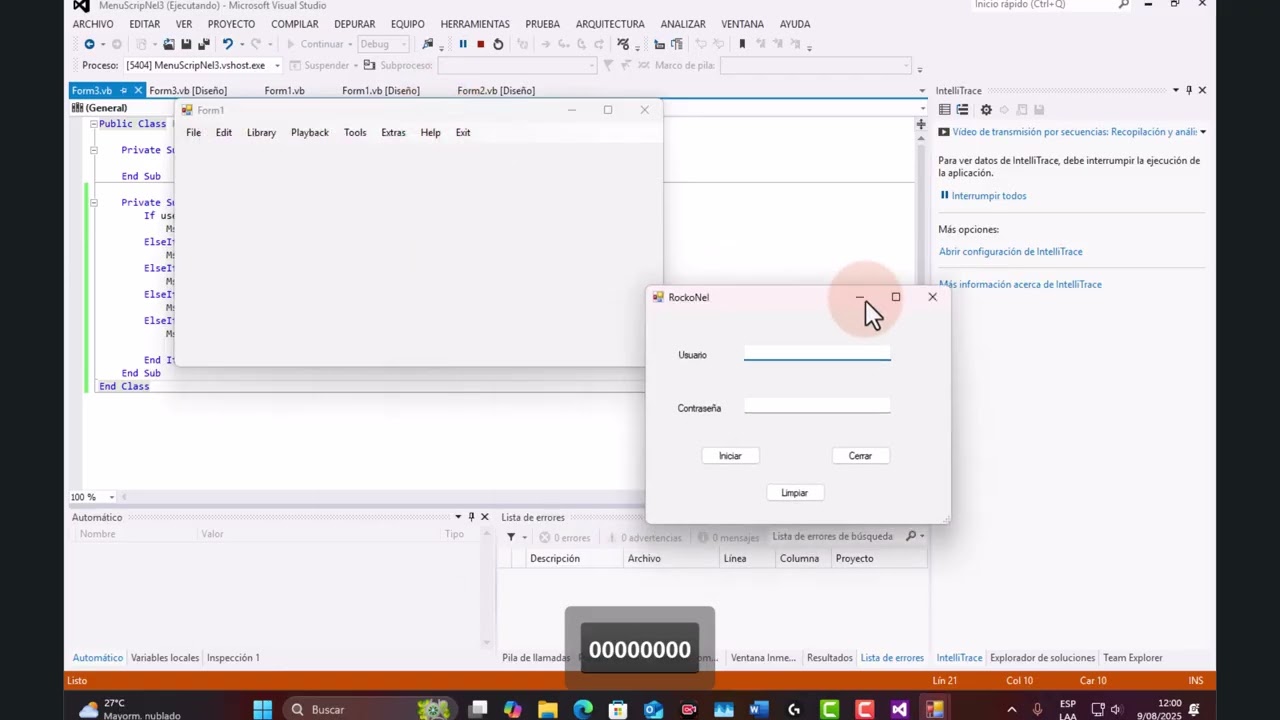 Visual Studio 2012 Ejercicio 19 Iniciar sesión o Login agregar color