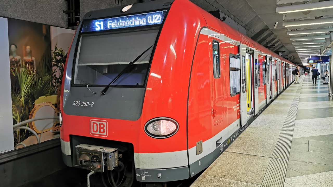 S-Bahn München Mitfahrt im Br. 423 von Hauptbahnhof bis Flughafen München auf der S1
