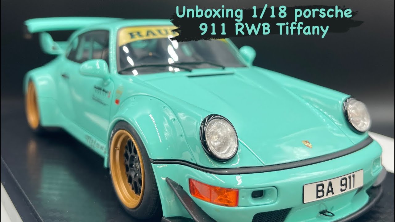 Unboxing 1/18 scale porsche 911 RWB Tiffany from gt spirit car model مجسم بورش كلاسيك