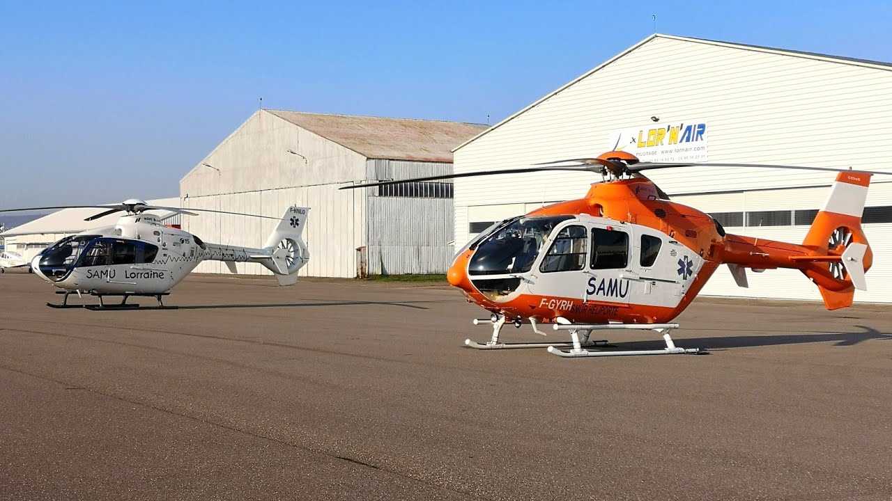 Coronavirus COVID 19 Medevac / SAMU Lorraine Eurocopter EC135 T2+ F-HNLO and F-GYRH