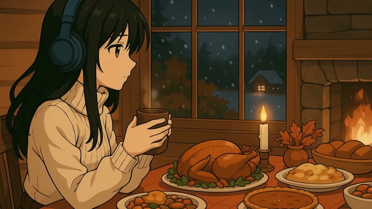 Cozy Thanksgiving Cabin ❄️ LoFi Beats for Relaxing, Studying & Sleeping (11 Hours) - Airi Mizuno