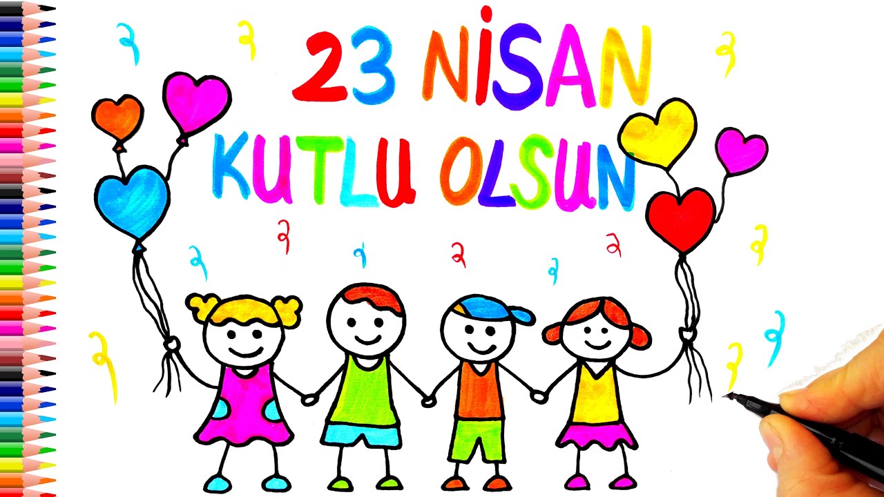 Çok Kolay 23 Nisan Resmi Çizimi 🎈 23 Nisan Resmi Çizimi - 23 Nisan Resimleri - 23 Nisan Çizimleri