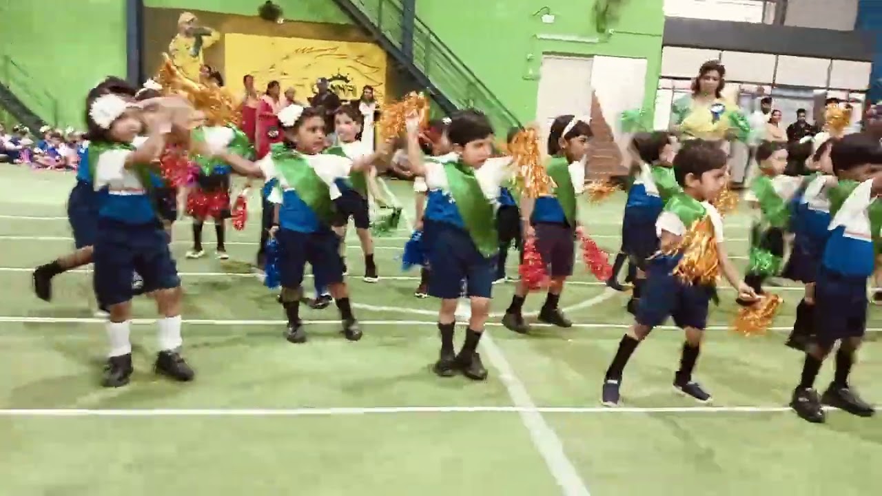 pom pom drill  by nursery class children boom boom song annual sports day drill Little ville school