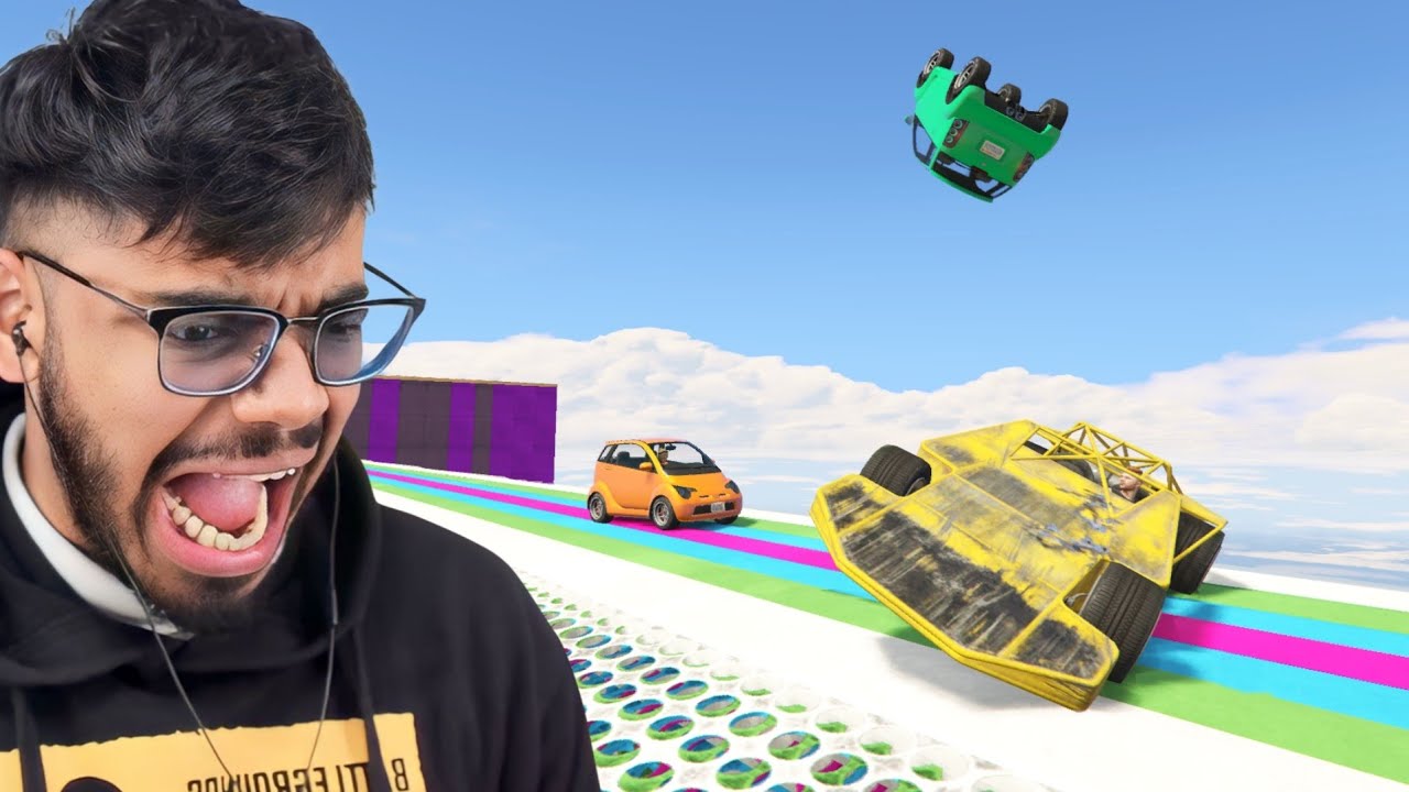 Cars Vs Cars Challenge in Mountains 222.222% People Fall Down in This GTA 5 Race!