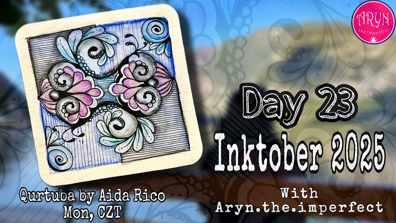 Inktober 2025 Day 23 Qurtuba | Draw with Aryn | Zentangle Inspired Art #inktobertangles2025