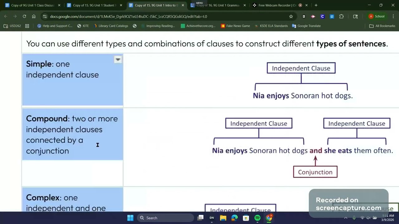 Grammar Focus Sentence Construction