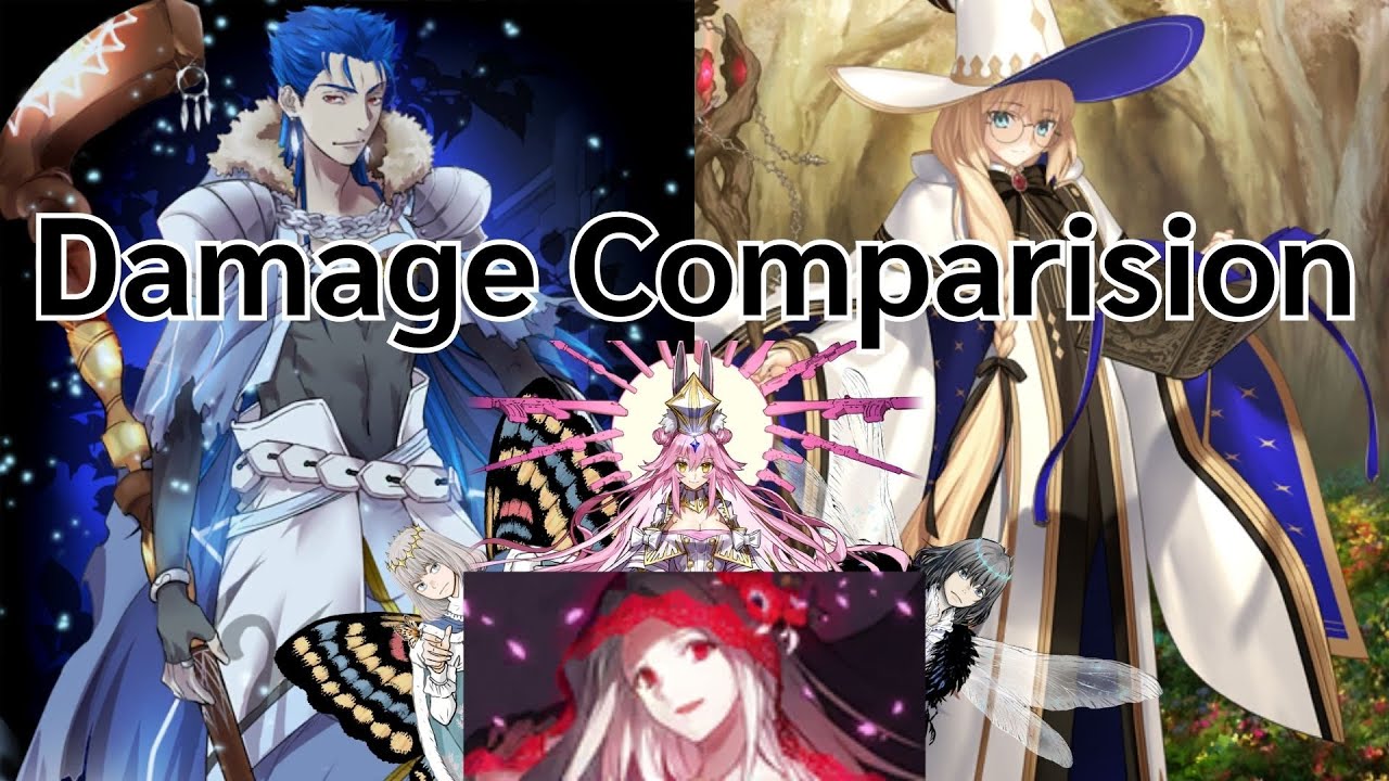 FGO[JP] - Cú Chulainn (Caster) & Aesc Black Grail Buster Loop Damage Comparision