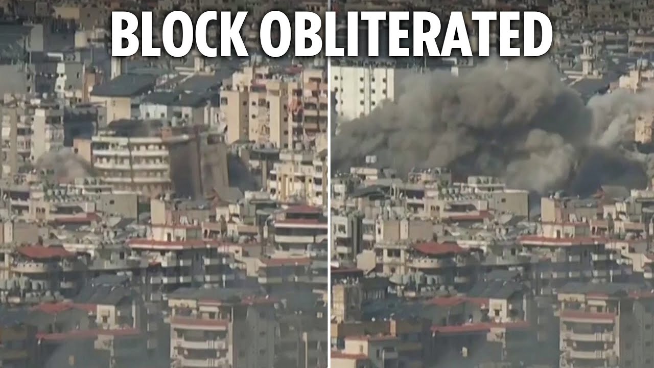 Moment Israeli missile levels Beirut terror stronghold in fresh strikes on city